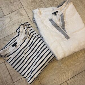 2 Talbots Tops, one linen and one with Black Stripes